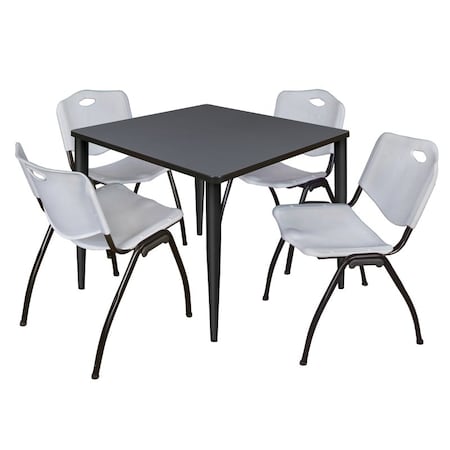 Regency Kahlo Square Table & Chair Sets, 36 W, 36 L, 29 H, Wood, Metal, Plastic Top, Grey TPL3636GYBK47GY